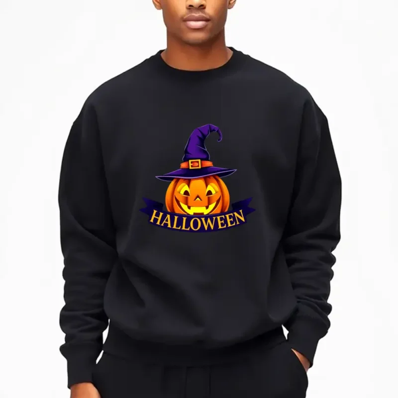 Halloween Wall Art Print With Witch Design Sweatshirt