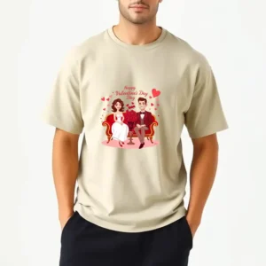 Heart-Shaped LED Light With Couples Names T-Shirt